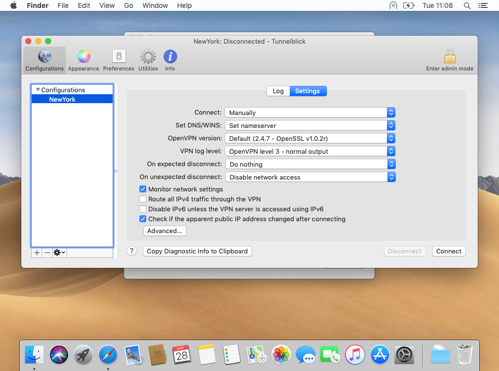 verify settings for vpn on mac